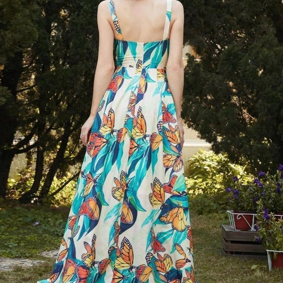 Multicolor Boho Womens Butterfly Print Cami Dress - Picture 2 of 5